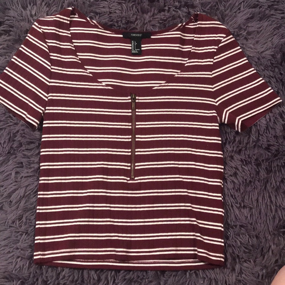 Maroon striped t-shirt